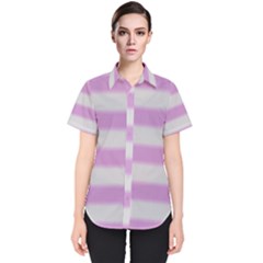 Bold Stripes Soft Pink Pattern Women s Short Sleeve Shirt