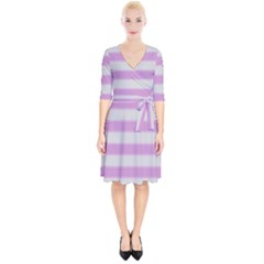 Bold Stripes Soft Pink Pattern Wrap Up Cocktail Dress