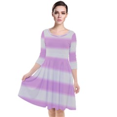 Bold Stripes Soft Pink Pattern Quarter Sleeve Waist Band Dress