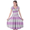 Bold Stripes Soft Pink Pattern Cap Sleeve Wrap Front Dress View1