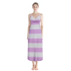 Bold Stripes Soft Pink Pattern Button Up Chiffon Maxi Dress