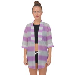 Bold Stripes Soft Pink Pattern Open Front Chiffon Kimono