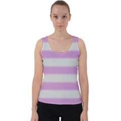 Bold Stripes Soft Pink Pattern Velvet Tank Top