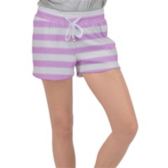 Bold Stripes Soft Pink Pattern Women s Velour Lounge Shorts