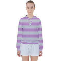 Bold Stripes Soft Pink Pattern Women s Tie Up Sweat