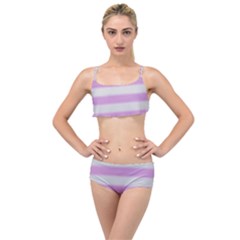 Bold Stripes Soft Pink Pattern Layered Top Bikini Set