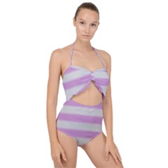 Bold Stripes Soft Pink Pattern Scallop Top Cut Out Swimsuit