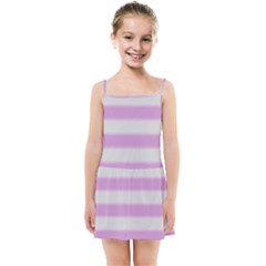 Bold Stripes Soft Pink Pattern Kids Summer Sun Dress by BrightVibesDesign