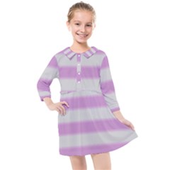 Bold Stripes Soft Pink Pattern Kids  Quarter Sleeve Shirt Dress