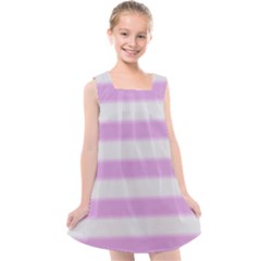 Bold Stripes Soft Pink Pattern Kids  Cross Back Dress