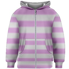 Bold Stripes Soft Pink Pattern Kids Zipper Hoodie Without Drawstring