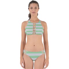 Bold Stripes Soft Green Perfectly Cut Out Bikini Set by BrightVibesDesign