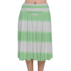 Bold Stripes Soft Green Velvet Flared Midi Skirt by BrightVibesDesign