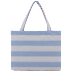 Bold Stripes Soft Blue Mini Tote Bag by BrightVibesDesign