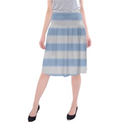 Bold Stripes Soft Blue Midi Beach Skirt by BrightVibesDesign