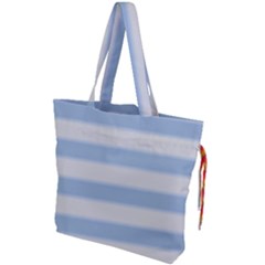 Bold Stripes Soft Blue Drawstring Tote Bag by BrightVibesDesign