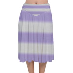 Bold Stripes Soft Purple Pattern Velvet Flared Midi Skirt by BrightVibesDesign
