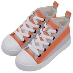 Bold Stripes Orange Pattern Kid s Mid-top Canvas Sneakers by BrightVibesDesign