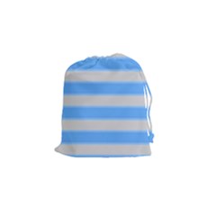 Bold Stripes Bright Blue Pattern Drawstring Pouch (small) by BrightVibesDesign