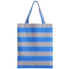 Bold Stripes Bright Blue Pattern Zipper Classic Tote Bag by BrightVibesDesign