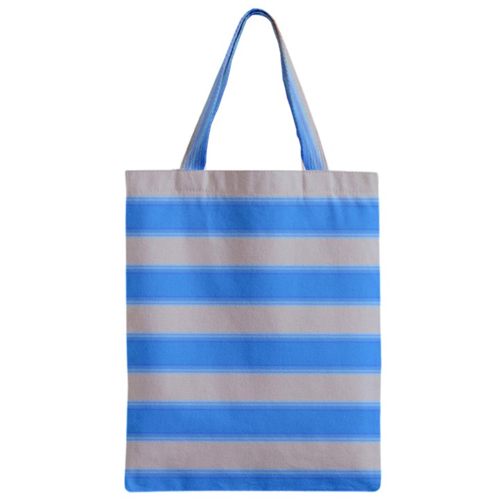 Bold Stripes Bright Blue pattern Zipper Classic Tote Bag