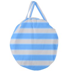 Bold Stripes Bright Blue Pattern Giant Round Zipper Tote by BrightVibesDesign