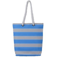 Bold Stripes Bright Blue Pattern Full Print Rope Handle Tote (small) by BrightVibesDesign
