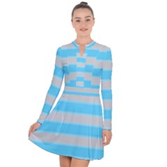 Bold Stripes Turquoise Pattern Long Sleeve Panel Dress by BrightVibesDesign