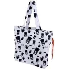 Gentleman Pattern Drawstring Tote Bag by Valentinaart