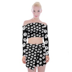 Donuts Pattern Off Shoulder Top With Mini Skirt Set by Valentinaart