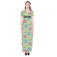 Donuts Pattern Short Sleeve Maxi Dress by Valentinaart