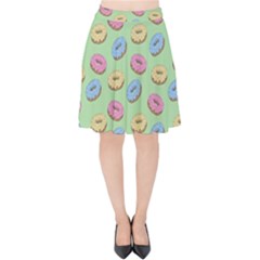 Donuts Pattern Velvet High Waist Skirt by Valentinaart