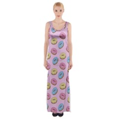 Donuts Pattern Maxi Thigh Split Dress