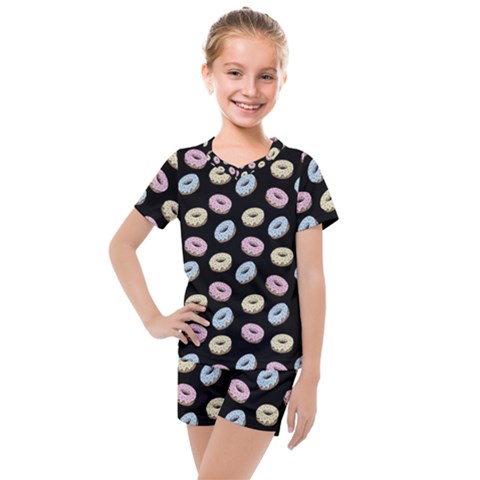 Donuts Pattern Kids  Mesh Tee And Shorts Set by Valentinaart