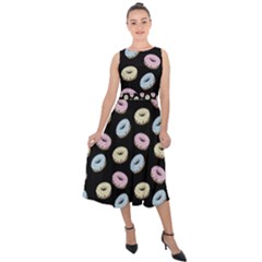 Donuts Pattern Midi Tie-back Chiffon Dress by Valentinaart