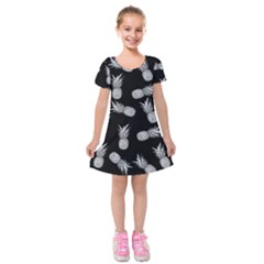 Pineapple Pattern Kids  Short Sleeve Velvet Dress by Valentinaart