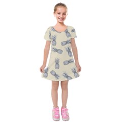 Pineapple Pattern Kids  Short Sleeve Velvet Dress by Valentinaart