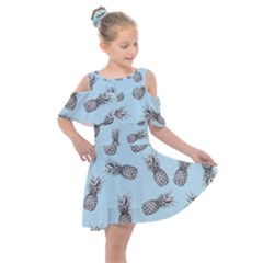 Pineapple Pattern Kids  Shoulder Cutout Chiffon Dress by Valentinaart