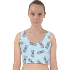 Pineapple Pattern Velvet Racer Back Crop Top by Valentinaart