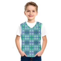 Mod Blue Green Square Pattern Kids  Sportswear