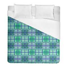 Mod Blue Green Square Pattern Duvet Cover (full/ Double Size)