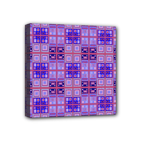 Mod Purple Pink Orange Squares Pattern Mini Canvas 4  X 4  (stretched) by BrightVibesDesign