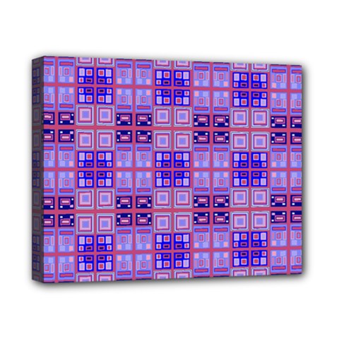 Mod Purple Pink Orange Squares Pattern Canvas 10  X 8  (stretched) by BrightVibesDesign