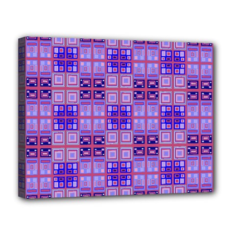 Mod Purple Pink Orange Squares Pattern Canvas 14  X 11  (stretched) by BrightVibesDesign