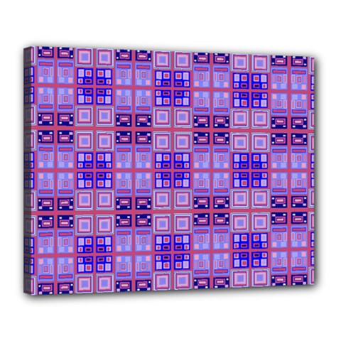 Mod Purple Pink Orange Squares Pattern Canvas 20  X 16  (stretched) by BrightVibesDesign