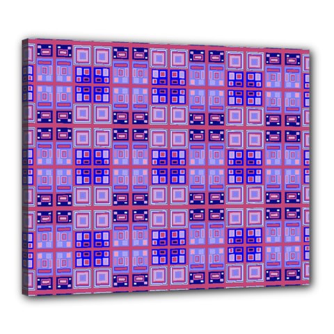 Mod Purple Pink Orange Squares Pattern Canvas 24  X 20  (stretched) by BrightVibesDesign