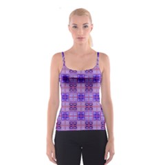 Mod Purple Pink Orange Squares Pattern Spaghetti Strap Top