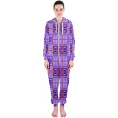 Mod Purple Pink Orange Squares Pattern Hooded Jumpsuit (ladies) 