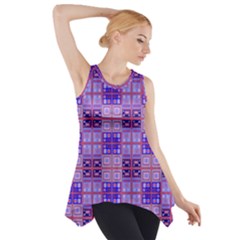 Mod Purple Pink Orange Squares Pattern Side Drop Tank Tunic