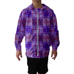 Mod Purple Pink Orange Squares Pattern Hooded Windbreaker (kids)